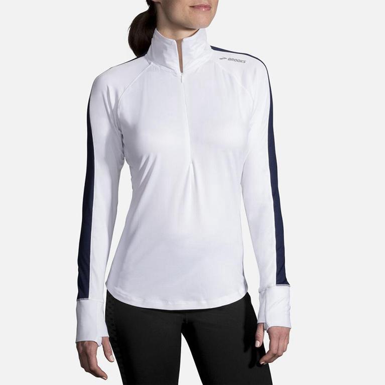 Brooks Women's Dash Half Zip Running Jackets - White (MXZV71048)